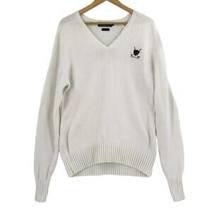 VTG 90s Polo Ralph Lauren V-Neck Sweater XL Preppy Old Money Quiet Luxury Crest